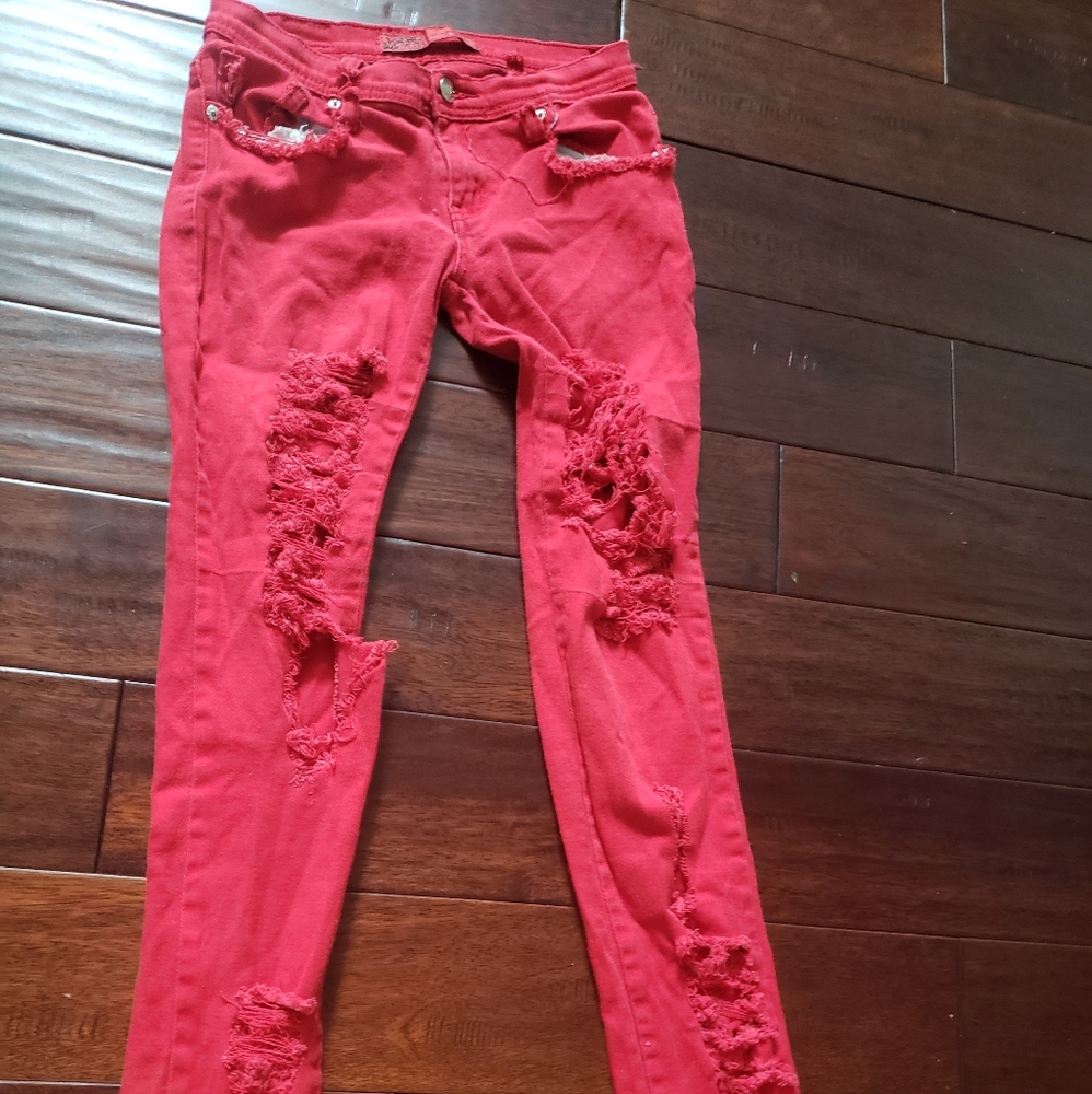 Red Ripped Jeans Juniors 5/6
